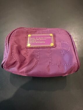 Marc by Marc Jacobs Plum Quilted Cosmetic Case with Gold Plaque